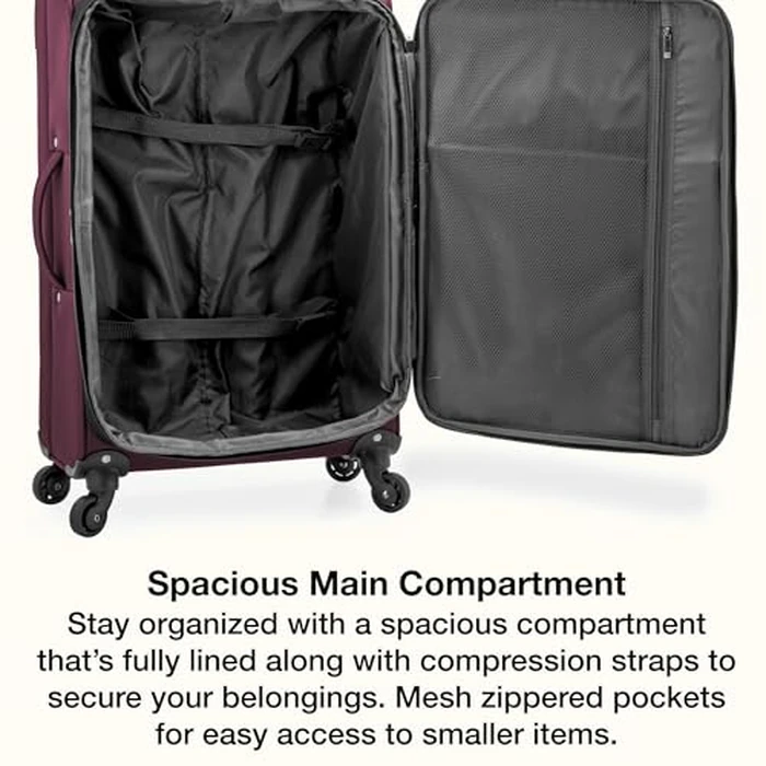U.S. Traveler Anzio Softside Expandable Spinner Luggage, Burgundy, Checked-Large 30-Inch by U.S. Traveler - Image 7
