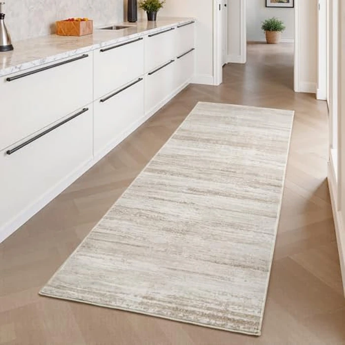 tchdio Abstract Runners for Hallways - 2x10 Runner Rug Washable Non Slip, Modern Abstract Carpet Ultra Soft Kitchen Runner, Low Pile Rugs for Entryway Bedside Laundry Room Brown by tchdio - Used - Very Good condition