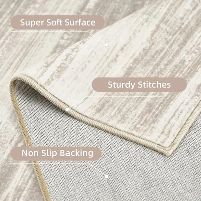 tchdio Abstract Runners for Hallways - 2x10 Runner Rug Washable Non Slip, Modern Abstract Carpet Ultra Soft Kitchen Runner, Low Pile Rugs for Entryway Bedside Laundry Room Brown by tchdio - Image 4