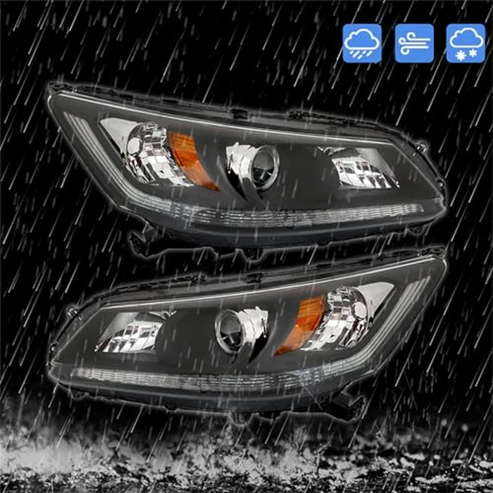 SEBLAFF Driver & Passenger Side Black Housing Projector Headlamps Assembly Replacement for Accord 4-Door Sedan 2013-2015 Halogen Headlights w/o DRL by SEBLAFF - Image 7