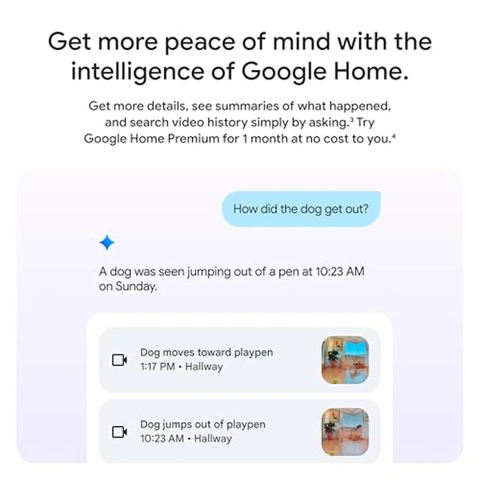 Google Nest Cam Indoor (Wired, 3rd Gen) - Security Camera with 2K Video and Gemini, Night Vision, 2-Way Audio, Works with Google Home - 2025 Model - Snow by Google - Image 4