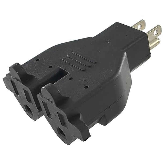 Conntek RL-30104 U.S. 3-Prong Heavy Duty Dual Outlet Adapter, Black by Conntek - Image 1
