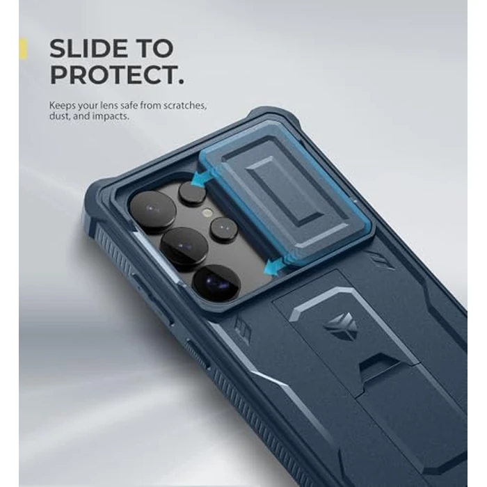 Dexnor for Samsung Galaxy S25 Ultra Case with Built-in Slide Camera Cover & Screen Protector & Kickstand, Heavy-Duty Shockproof Rugged Case Full-Body Bumper Protective Cover - Blue by Dexnor - Image 3