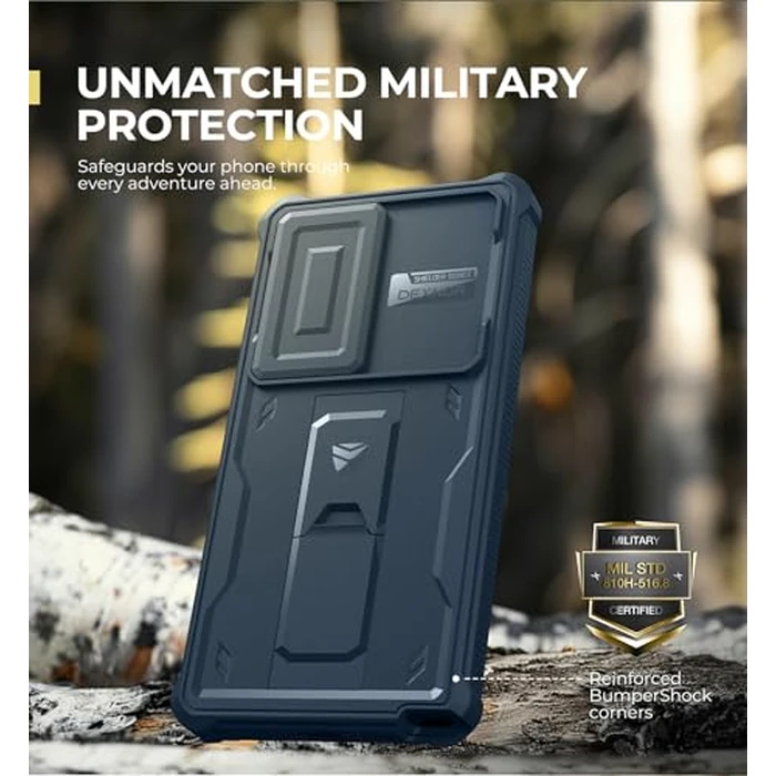 Dexnor for Samsung Galaxy S25 Ultra Case with Built-in Slide Camera Cover & Screen Protector & Kickstand, Heavy-Duty Shockproof Rugged Case Full-Body Bumper Protective Cover - Blue by Dexnor - Image 6