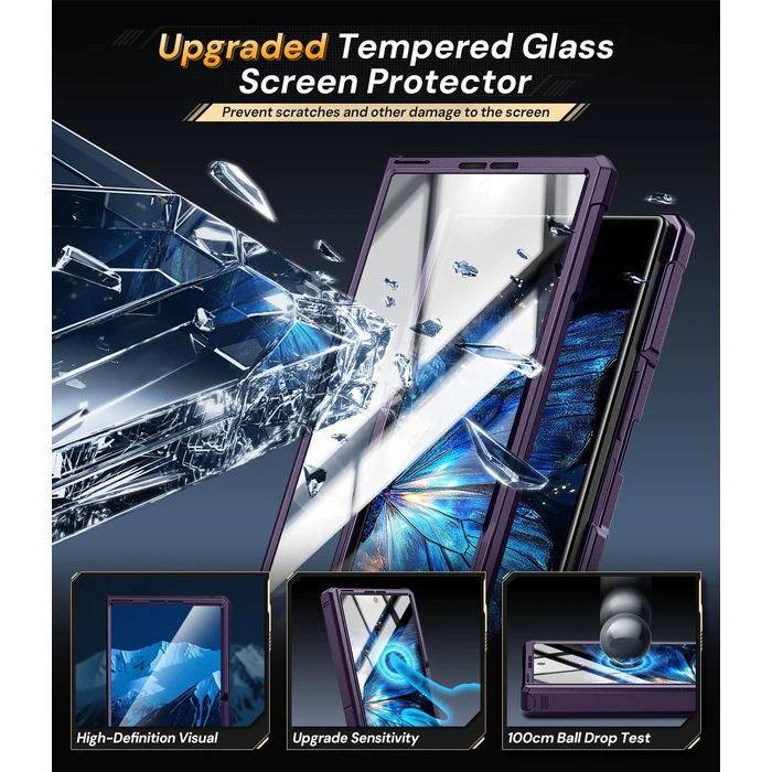 Kaiiecal for Samsung Galaxy Z-Fold-7 Case: Dual-Stand & Military Shockproof Rugged Hinge & HD Screen Protector [Anti-Scratch] Durable Shockproof Women Men Business Cover for Z Fold7 5G 2025 (Purple) by Kaiiecal - Image 4