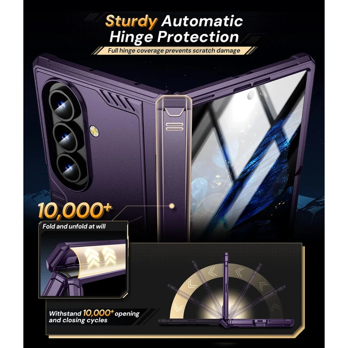 Kaiiecal for Samsung Galaxy Z-Fold-7 Case: Dual-Stand & Military Shockproof Rugged Hinge & HD Screen Protector [Anti-Scratch] Durable Shockproof Women Men Business Cover for Z Fold7 5G 2025 (Purple) by Kaiiecal - Image 5