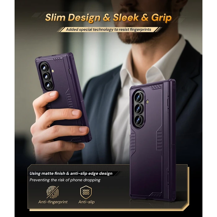 Kaiiecal for Samsung Galaxy Z-Fold-7 Case: Dual-Stand & Military Shockproof Rugged Hinge & HD Screen Protector [Anti-Scratch] Durable Shockproof Women Men Business Cover for Z Fold7 5G 2025 (Purple) by Kaiiecal - Image 7