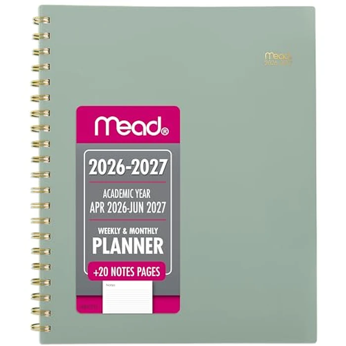 Mead Planner 2026-2027 Weekly & Monthly Academic 15-Month April-June, 8-1/2" x 11", Basic, Soft Grass (CAW62093) by Mead - Image 1