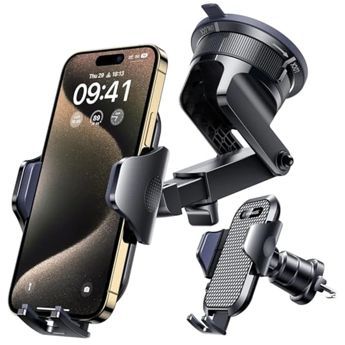 [2026 True Military-Grade] Car Phone Holder VANMASS [Upgraded Strongest Suction & Clip] Cell Phone Mount for Dashboard Windshield Vent Desk, Truck Cradle Stand for iPhone 17 Pro Max 16 15 14 Android by VANMASS - Used - Very Good condition