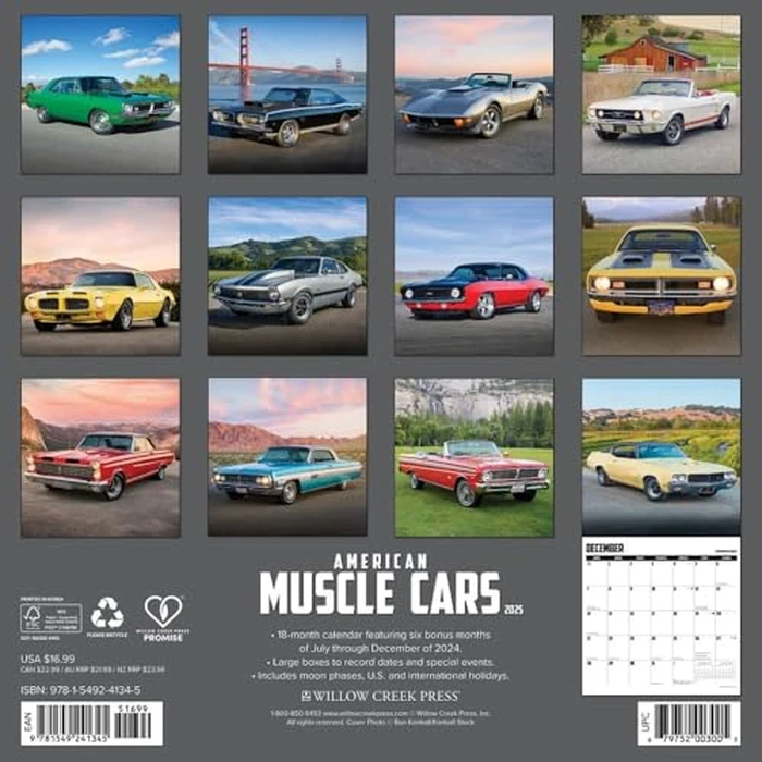 American Muscle Cars 2025 12" x 12" Wall Calendar by WILLOW CREEK - Image 3