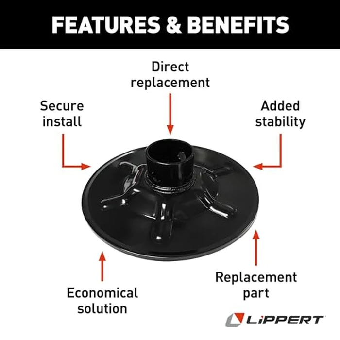 Lippert Components Hall Effect Ground Control 3.0 Replacement Rear Jack Foot Pad, 9" Diameter, Fits 2" I.D. Tube, Strong Black Powder-Coated Steel Construction, Easy Installation - 377962 by Lippert Components - Image 3