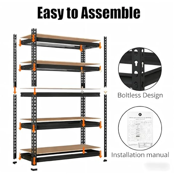 Storage Shelving Unit, 5-Tier Adjustable Metal Storage Shelves, 36" L x 18" W x 72" H Heavy Duty Garage Storage Shelves for Kitchen Pantry Basement Bathroom Laundry by PeakPursuit - Image 4