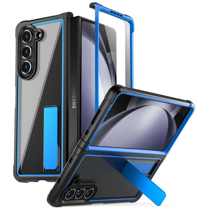 Poetic Guardian Case for Samsung Galaxy Z Fold 5 7.6 Inch,[Kickstand][Mil-Grade Protection] Ultra-Thin Full-Body Hybrid Shockproof Protective Rugged Cover with Built-in Screen Protector, Blue/Clear by Poetic - Image 1