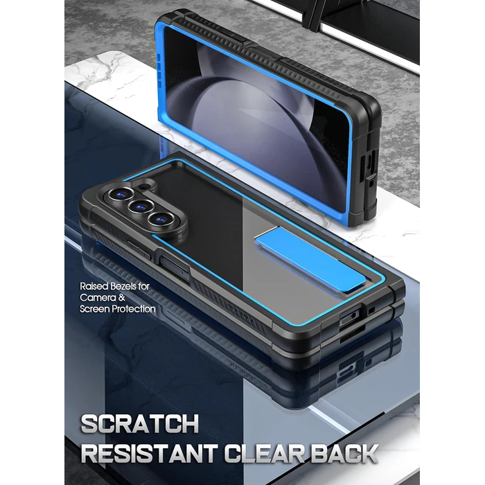 Poetic Guardian Case for Samsung Galaxy Z Fold 5 7.6 Inch,[Kickstand][Mil-Grade Protection] Ultra-Thin Full-Body Hybrid Shockproof Protective Rugged Cover with Built-in Screen Protector, Blue/Clear by Poetic - Image 8