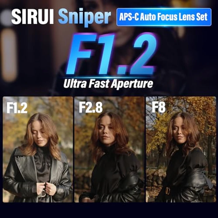 SIRUI Sniper 56mm Autofocus Lens, F1.2 Wide Angle APS-C Camera Lens for A5, A6, FX30, ZV-E10 (E Mount, Black) by Sirui - Image 2