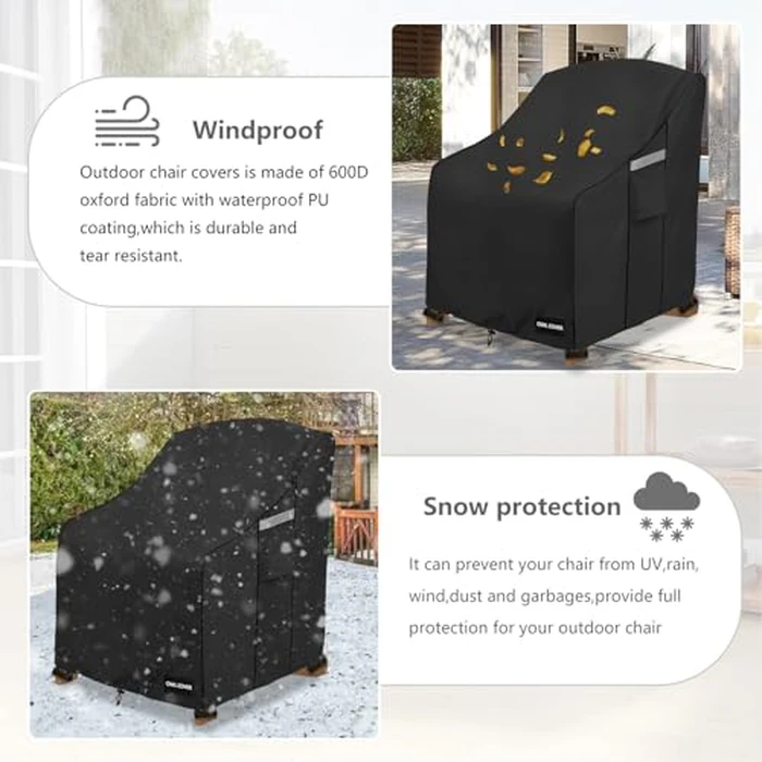 Owlcover Outdoor Chair Covers 32" W x 35" D x 36" H,600D Heavy Duty Waterproof Patio Chair Cover,Outdoor Furniture Covers for Lawn/Garden Chiar,Black by Owlcover - Image 7