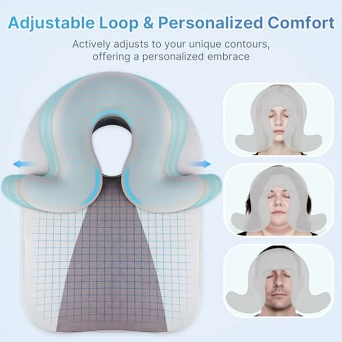 Eye Face Down Pillow Set for Sleeping, BBL, Retinal Surgery Recovery, Soft U-Shaped Memory Foam Stomach Sleeping Prone Pillow with Adjustable Loop for Personalized Comfort, Home Massage Pillows, Grey by ArtyCozy - Image 2