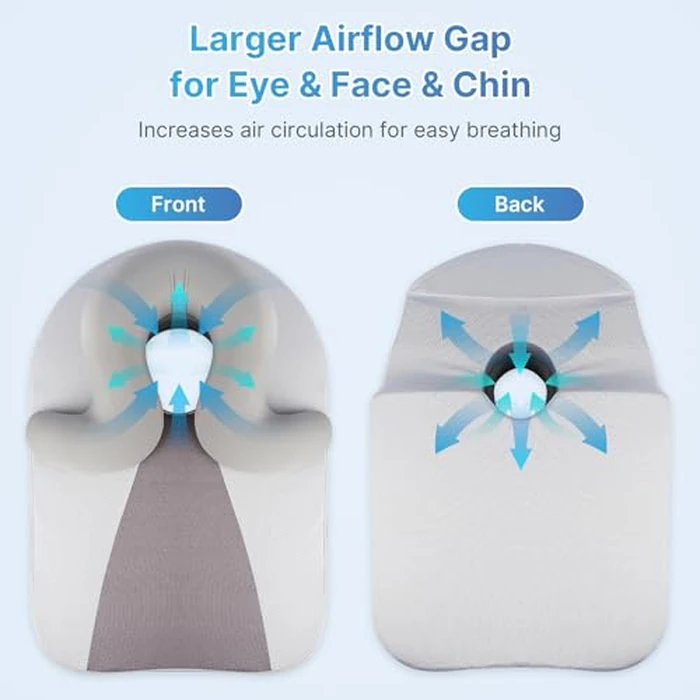 Eye Face Down Pillow Set for Sleeping, BBL, Retinal Surgery Recovery, Soft U-Shaped Memory Foam Stomach Sleeping Prone Pillow with Adjustable Loop for Personalized Comfort, Home Massage Pillows, Grey by ArtyCozy - Image 4