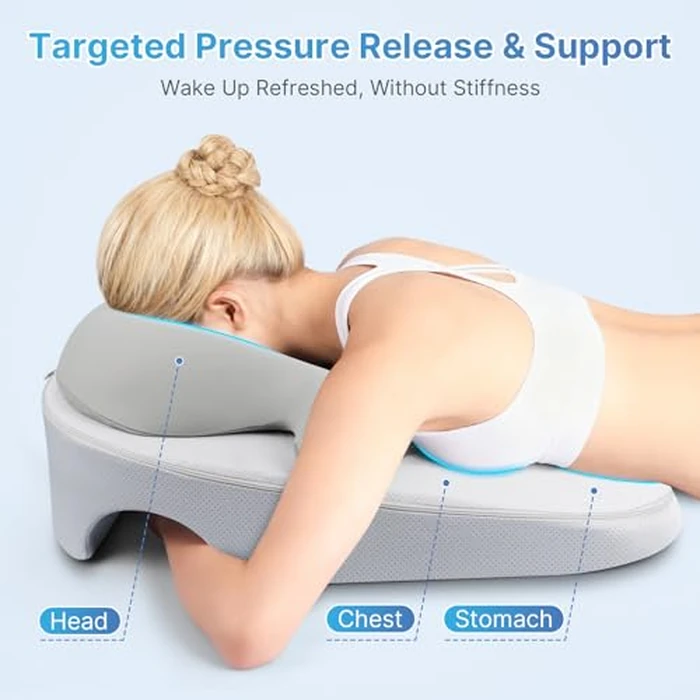 Eye Face Down Pillow Set for Sleeping, BBL, Retinal Surgery Recovery, Soft U-Shaped Memory Foam Stomach Sleeping Prone Pillow with Adjustable Loop for Personalized Comfort, Home Massage Pillows, Grey by ArtyCozy - Image 5