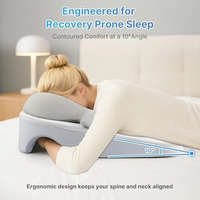 Eye Face Down Pillow Set for Sleeping, BBL, Retinal Surgery Recovery, Soft U-Shaped Memory Foam Stomach Sleeping Prone Pillow with Adjustable Loop for Personalized Comfort, Home Massage Pillows, Grey by ArtyCozy - Image 6