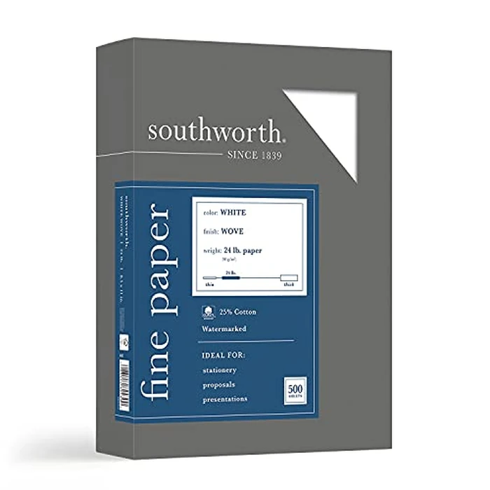 Southworth 25% Cotton Business Paper, 8.5x 11 inches, 24 lb, White, 500 Sheets per Box (404C) by Southworth - Used - Acceptable condition - CA$16.05