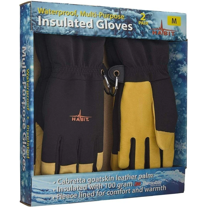 Habit Waterproof Multi-Purpose Insulated Gloves M - Black/Yellow by Habit - Refurbished - Brand New condition