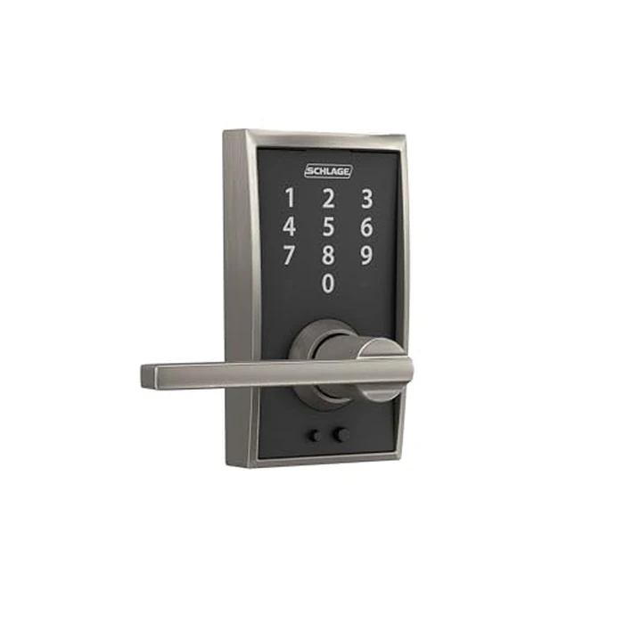 Schlage Touch Century Electronic Lock with Lever Handle, Touchscreen Keypad, Keyless Front Door Entry, Satin Nickel, FE695 V CEN 619 LAT by SCHLAGE - Image 2