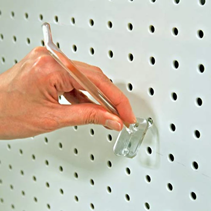 Azar Displays 800006-C Pack of 50 Clear Pegboard Hooks (Also Available in Black & White) - 6” Pegboard Hook Set (2” & 4” Pegboard J Hooks Also Available) - Polycarbonate Plastic Hooks for Retail by Azar Displays - Image 2