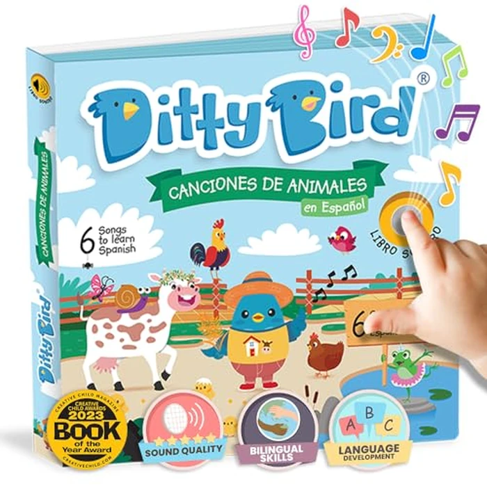Ditty Bird Spanish Animal Songs Interactive Musical Sound Book for Toddlers 1- 3 Bilingual Libro Sonoro En Español La Vaca Lola by DITTY BIRD - Image 1