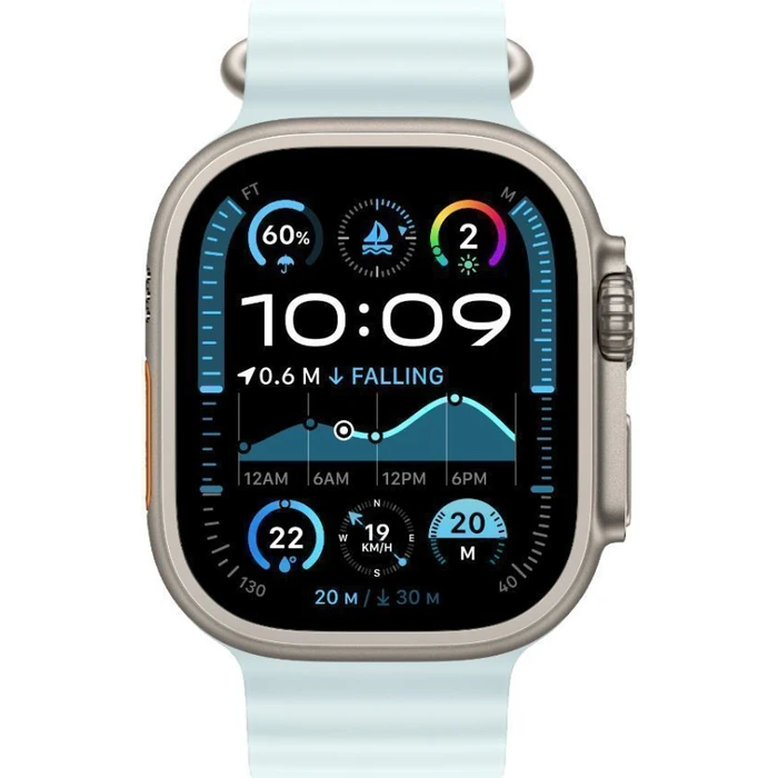Apple Watch Ultra 2 (Cellular + GPS) - 64GB - 49mm - Titanium Titanium Case with Ice Blue Rubber Ocean Band - One Size by Apple - Refurbished - Excellent condition - US$414.98