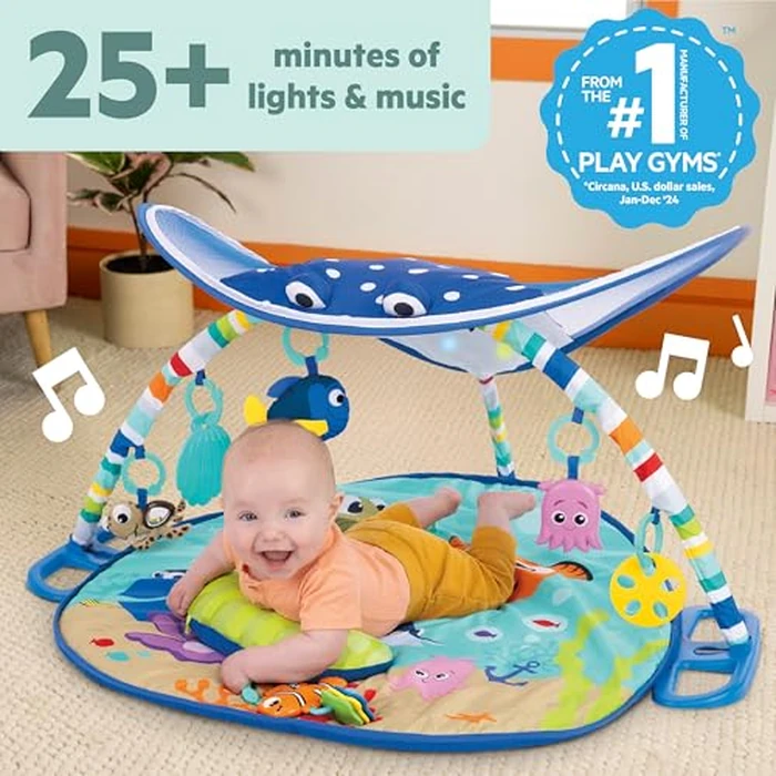 Bright Starts Disney Baby Finding Nemo Mr. Ray Ocean Lights & Music Gym, Ages Newborn + by Bright Starts - Image 4