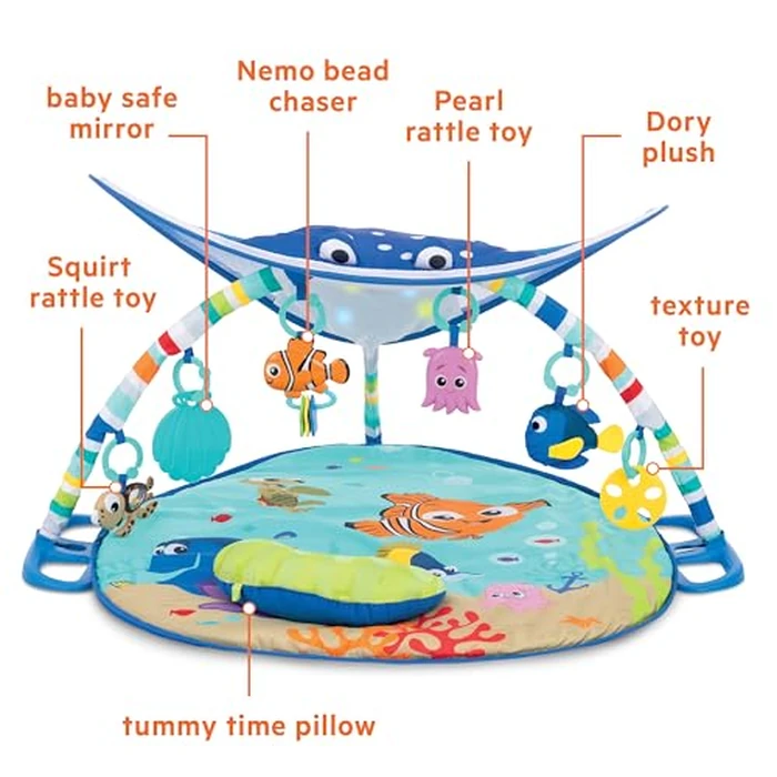 Bright Starts Disney Baby Finding Nemo Mr. Ray Ocean Lights & Music Gym, Ages Newborn + by Bright Starts - Image 5