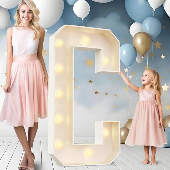 Ledido 4FT Marquee Light Up Letters C, Easy to Assemble Marquee Letters 4 Feet Tall for Indoor & Outdoor Events, Large Lighted Letter for Birthday Graduation Baby Shower Anniversary Party Decorations by Ledido - Used - Like New condition - US$28.33