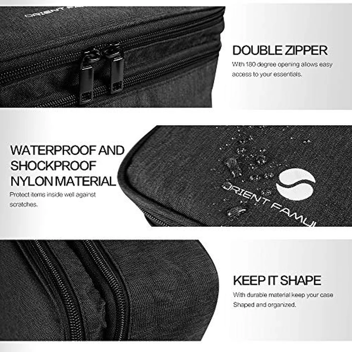 Travel Electronics Organizer, Waterproof Cable Organizer Bag for Electronic Accessories Double Layer Large Shockproof Cable Storage Bag for Cord, Power Bank, Tablet(Up to iPad 11 inch) - Black by ORIENT FAMULAY - Image 2