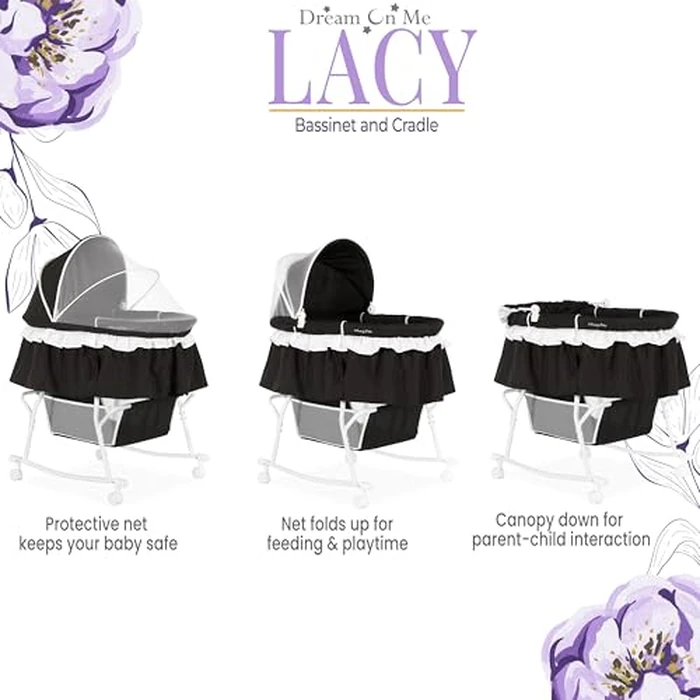 Dream On Me Lacy Portable 2-in-1 Bassinet, Light Grey by Dream On Me - Image 3