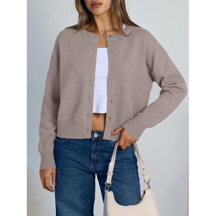 Trendy Queen Cropped Cardigan Sweaters for Women Lightweight Y2k Fall Outfits Spring Fashion Clothes 2026 Camel M by Trendy Queen - Image 2