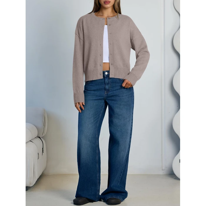 Trendy Queen Cropped Cardigan Sweaters for Women Lightweight Y2k Fall Outfits Spring Fashion Clothes 2026 Camel M by Trendy Queen - Image 6