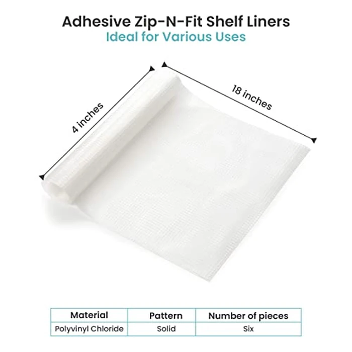 Con-Tact Brand Zip-N-Fit Premium Non-Adhesive Shelf and Drawer Liner, 18-Inches by 4-Feet, Ribbed Clear, Pack of 6 by Con-Tact - Image 2