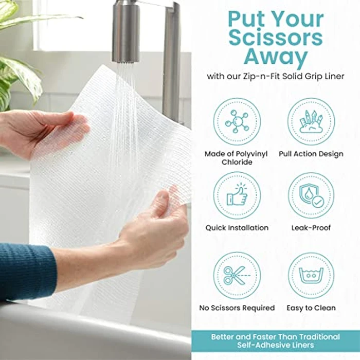 Con-Tact Brand Zip-N-Fit Premium Non-Adhesive Shelf and Drawer Liner, 18-Inches by 4-Feet, Ribbed Clear, Pack of 6 by Con-Tact - Image 3