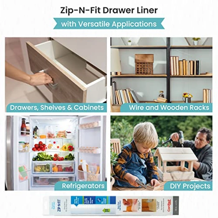 Con-Tact Brand Zip-N-Fit Premium Non-Adhesive Shelf and Drawer Liner, 18-Inches by 4-Feet, Ribbed Clear, Pack of 6 by Con-Tact - Image 4