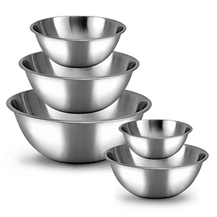 WHYSKO Meal Prep Stainless Steel Mixing Bowl (5-Piece Set) Home, Refrigerator, and Kitchen Food Storage Organizers | Ecofriendly, Heavy Duty, No Lids by WHYSKO - Image 1
