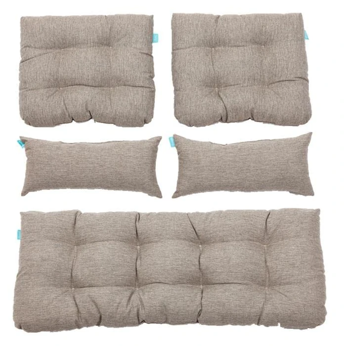 QILLOWAY Outdoor Wicker Cushion Set of 5 - Waterproof Fade Resistant Patio Furniture Cushions, Loveseat 2 U-Shape 2 Lumbar Pillows for Porch, Bench, Backyard, Garden,Tan, Grey by QILLOWAY - Used - Like New condition - US$66.06