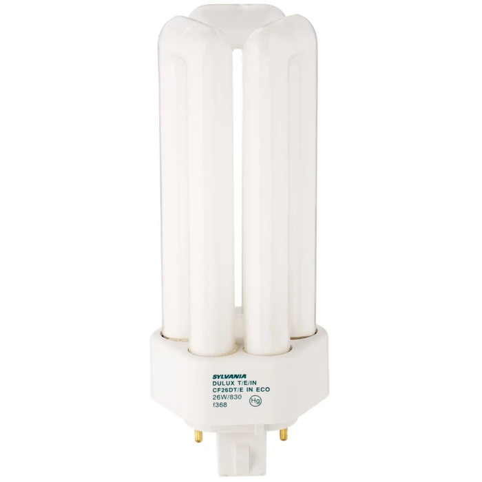 Sylvania 20880 (12-Pack) CF26DT/E/IN/830/ECO 26-Watt Triple Tube Compact Fluorescent Light Bulb, 3000K, 1746 Lumens, 82 CRI, T4 Shape, 4-Pin GX24q-3 Base by LEDVANCE - Used - Like New condition - US$41.81