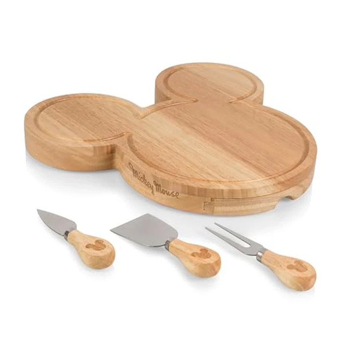 PICNIC TIME Disney Mickey Mouse Head Cheese & Charcuterie Board Set, Parawood Cutting Board with Hidden Drawer & 3 Cheese Knives, Fun Disney Gift, Party Platter, Picnic Set & Kitchen Serving Tray by PICNIC TIME - Image 3