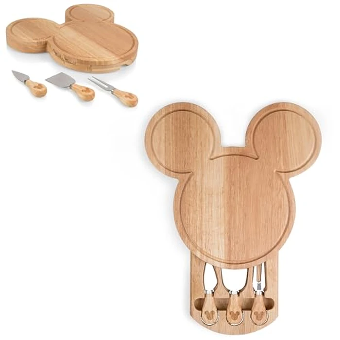 PICNIC TIME Disney Mickey Mouse Head Cheese & Charcuterie Board Set, Parawood Cutting Board with Hidden Drawer & 3 Cheese Knives, Fun Disney Gift, Party Platter, Picnic Set & Kitchen Serving Tray by PICNIC TIME - Image 5