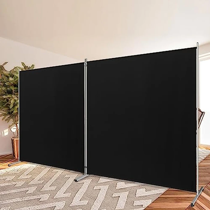 Rantila Indoor 2 Large Panels Room Divider,Portable Office Divider,Convenient Movable,Folding Partition Privacy Screen for Bedroom,Dining Room, Study,142" W x 71" H,Black by RANTILA - Used - Acceptable condition