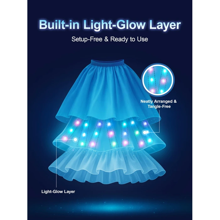 UPORPOR Princess Dress Up Clothes, Princess Costume Syncs with Music, App-Control, RGB Led Light Up Halloween Costume with 4pcs Accessories Gift Set for 3-9 year old girls by UPORPOR - Image 4