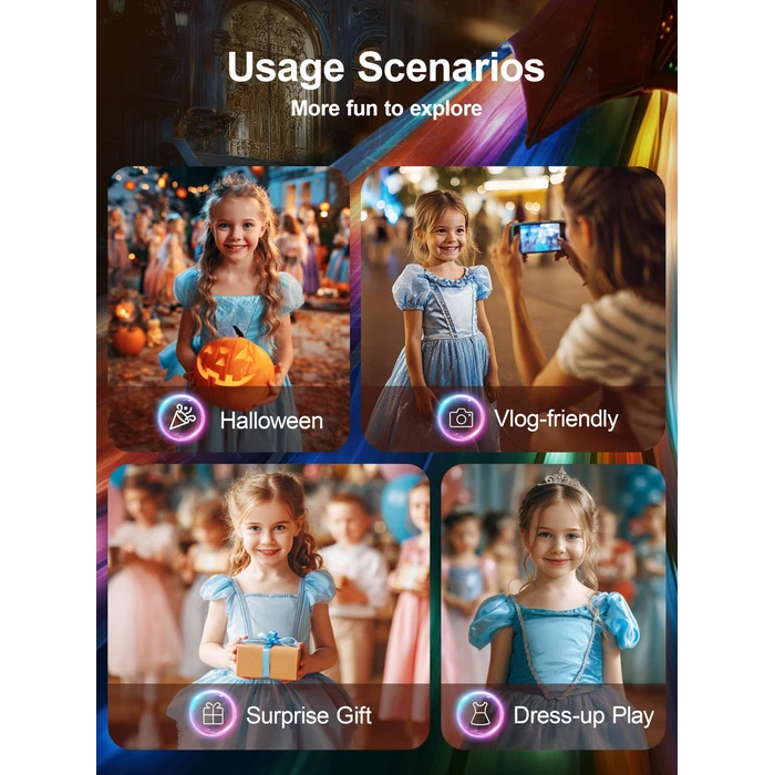 UPORPOR Princess Dress Up Clothes, Princess Costume Syncs with Music, App-Control, RGB Led Light Up Halloween Costume with 4pcs Accessories Gift Set for 3-9 year old girls by UPORPOR - Image 7