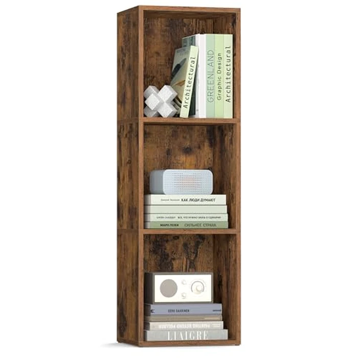 VASAGLE Custos Collection - Bookshelf, 3-Tier Bookcase, Book Shelf, Open Storage Shelf, 9.4 x 11.8 x 37.3 Inches, for Living Room, Home Office, Dining Room, Rustic Brown ULBC433K01 by VASAGLE - Used - Acceptable condition