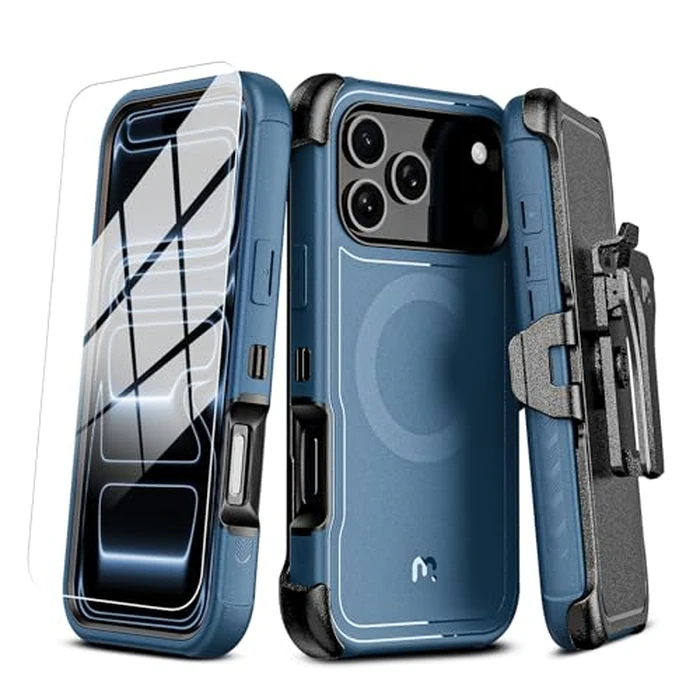 M MYBAT PRO for iPhone 17 Pro Max Case with Belt Clip Holster, Maverick Series 17 Pro Max Case[Compatible with Magsafe] w/Screen Protector,Anti-Drop,with 360 degreesRotating Kickstand,Heavy Duty Protection by M MYBAT PRO - Used - Acceptable condition - US$27.36